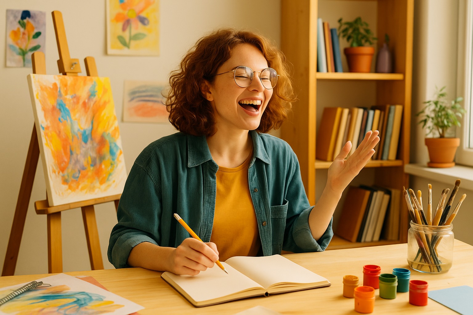 Person expressing creativity through art or speech, representing life path number 3